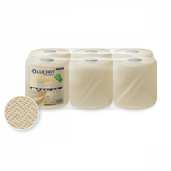 LUCART ECO NATURAL 450 Handtuch/-Wischtuchrollen Innenabrollung 2-lg., 6 Rll.