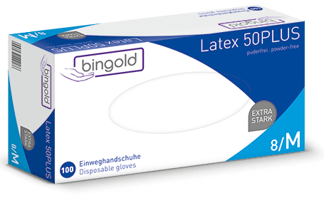 bingold LATEX 50PLUS Latex-Einweghandschuhe natur-weiß