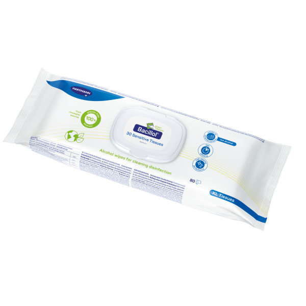 Bacillol Zero Tissues XL 20x30 cm (80 Tücher) Flowpack (alkoholfrei)