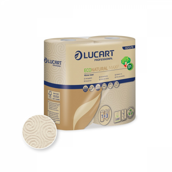 LUCART ECO NATURAL MAXI³ Küchenrollen, 22,8x22, 2-lagig, 150 Blatt, 24 Rll.