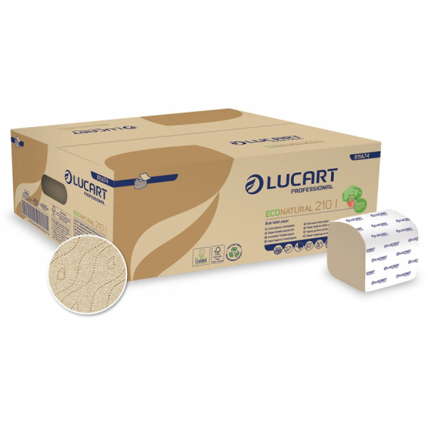 LUCART ECO NATURAL 210I Einzelblatt-Toilettenpapier, 10x21, 8.400 Blatt