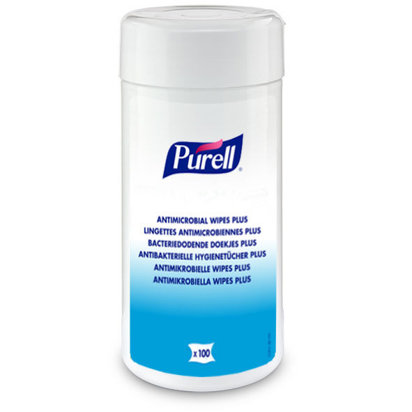 PURELL® Antibakterielle Hygienetücher Plus, 100 Tücher Dose Antiseptische Feuchttücher für Hände und