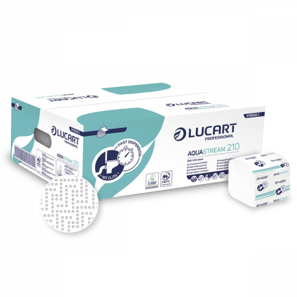 LUCART AquaStream 210 Einzelblatt-Toilettenpapier, 10x21, 2-lagig, 8.400 Blatt