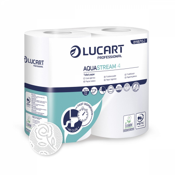 LUCART AquaStream 4 Toilettenpapier 2-lagig, 400 Blatt, 56 Rll.