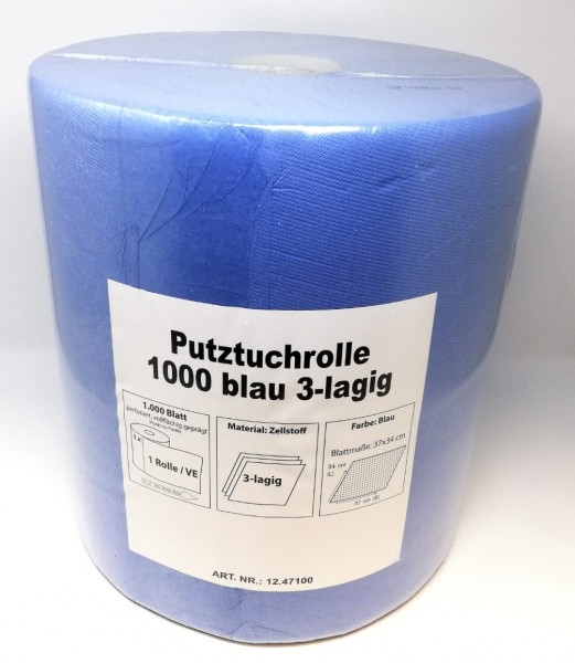 Putztuchrolle 1000 hellblau 3-lagig