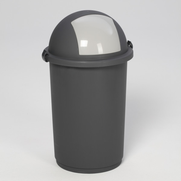 VAR Kunststoff-Abfallbehälter mit Einwurfkappe, 50L, grau/anthrazit