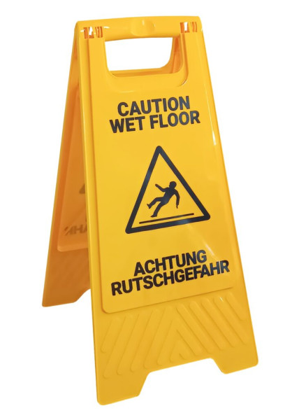 Warnschild "Achtung Rutschgefahr" gelb (zweisprachig)