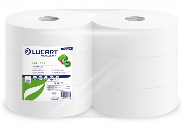 LUCART ECO 380 Jumbo-Toilettenpapier, 8,9x24, 2-lg., 1.583 Blatt, 6 Rll.