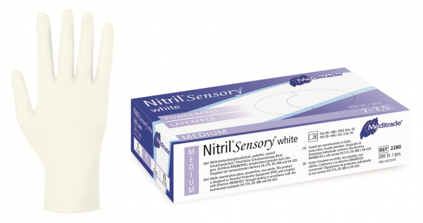 Meditrade® Sensory® 200er Box - Einweg-Nitrilhandschuhe weiß
