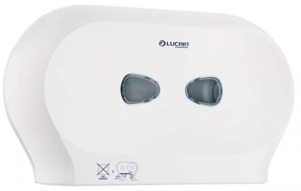 LUCART TWIN Mini Jumbo-Toilettenpapierspender für 2 x Ø 195mm weiß