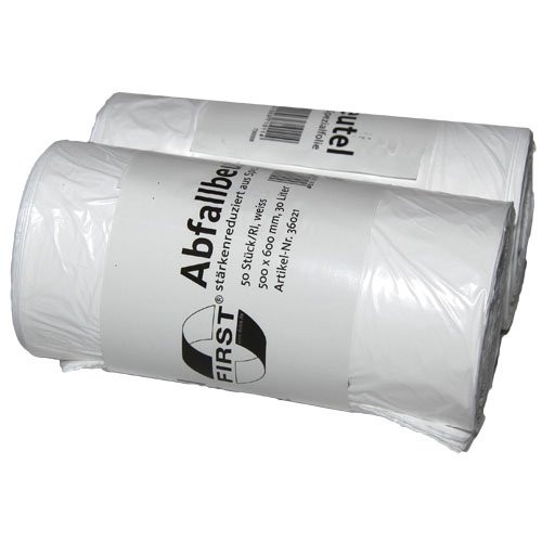 DEISS FIRST PLUS® Müllbeutel LDPE, 30L, 245+245x570 mm, 25 my, weiß